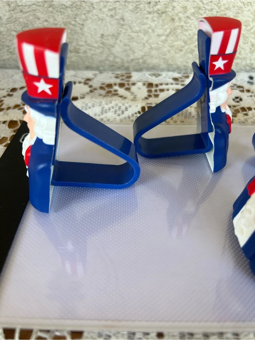 Uncle Sam Patriotic Napkin Ring  Set - Red, White & Blue